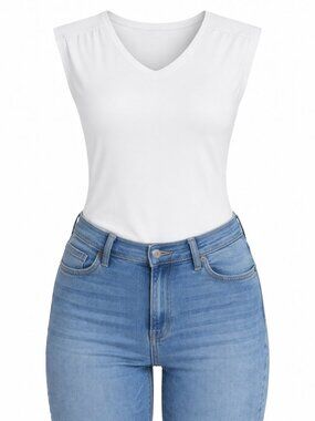 Nine West White Sculpting Stretch Sleeveless Bodysuit XL NWT